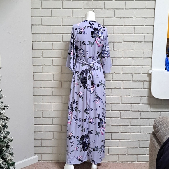Jessica Simpson Boho Floral Wide Sleeve Tie Back Lined Maxi Dress. Sz Small NWOT - Picture 5 of 11